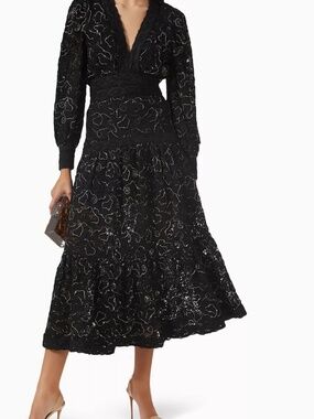Elliatt Objet D'art Richter Lace Bishop-Sleeve Maxi Dress / New with Tags!